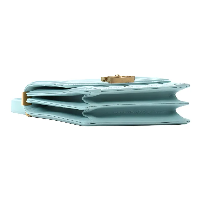 CHANEL LEBOY Embossed Calfskin With Grains Cell Phone Pouch Shoulder Bag Crossbody Bag Women's Light Blue-3