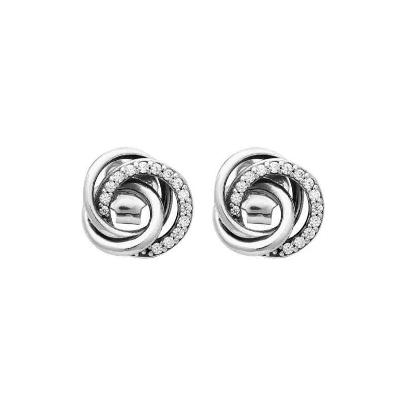 Pandora Sterling Silver, Cubic Zirconia Earrings Unisex Silver-0