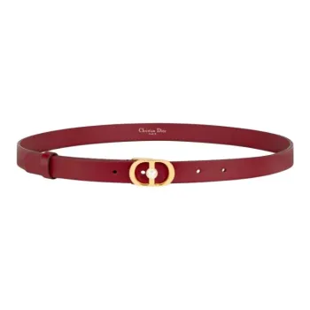 DIOR Calfskin, Brass, Aluminum, Resin Leather Belts Women's Red Width 2CM