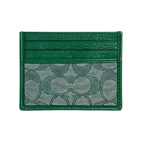 COACH Card Case Leather Wallets Card Holders Women's Bronze/Green Candy Color