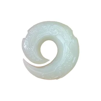 BUDOUXIAOAI Hetian Jade Handheld Piece White Jade/Pale Greenish White Jade Unisex
