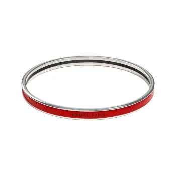 HERMES Enamel Bangles Women's Red/Silver