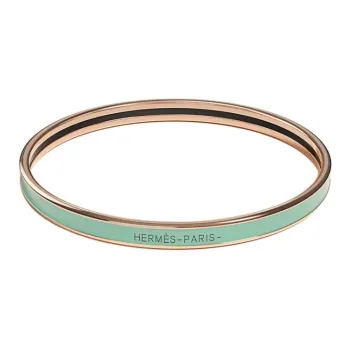HERMES Enamel, Rose Gold Tone Plated Wristbands Women's Light Green