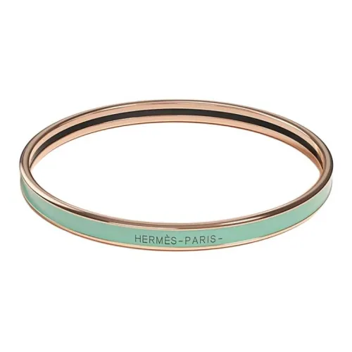 HERMES Enamel, Rose Gold Tone Plated Wristbands Women's Light Green