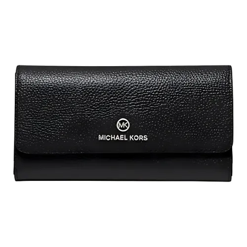 MICHAEL KORS Litchi Grain Leather Wallet Large Size Women's Black