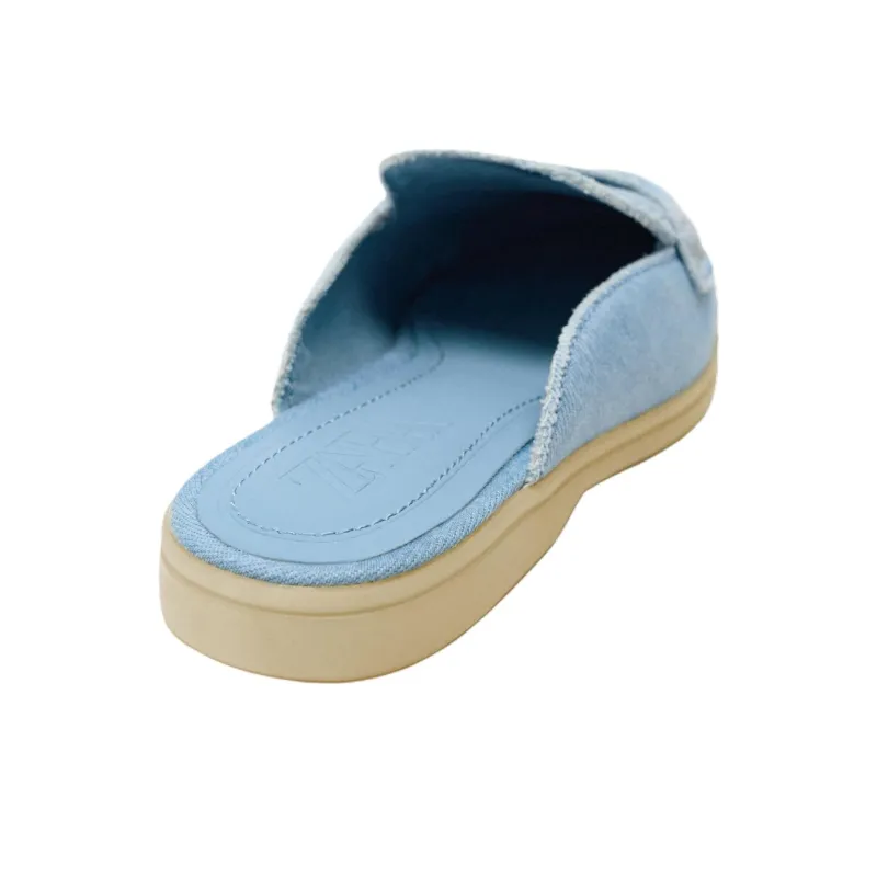 ZARA Abrasion Resistant Closed Toe Slippers Women's Blue-4