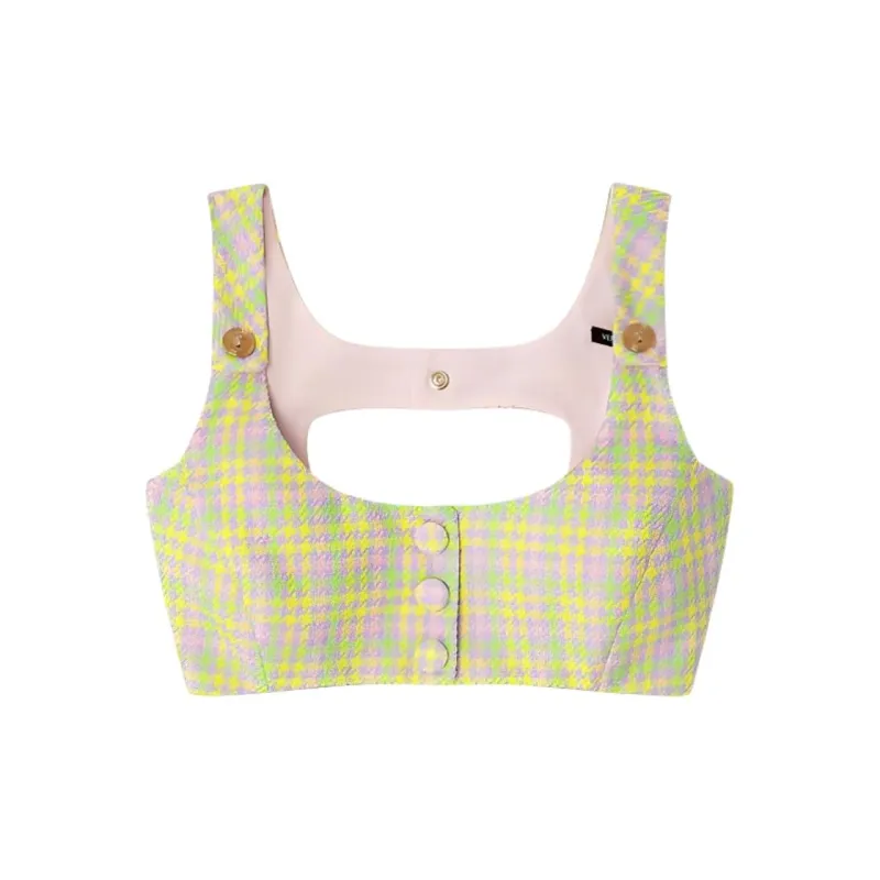 VERSACE Medusa Tweed Bralette Top 'Yellow+Multicolor'-0