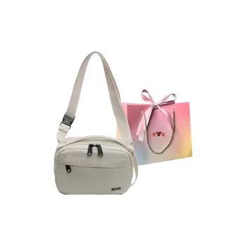 Yalu Canvas Bag, Crossbody Bag Unisex Black/Ecru/Green/Orange