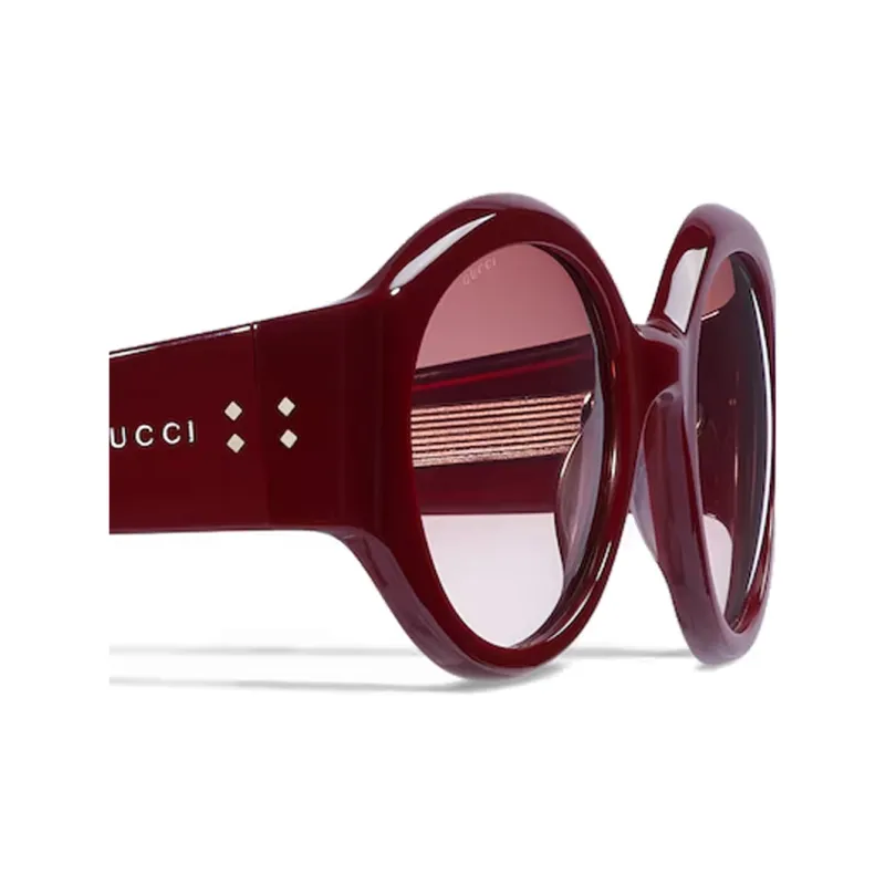 GUCCI Acetate Irregular Shape Sunglasses Women's Red-2