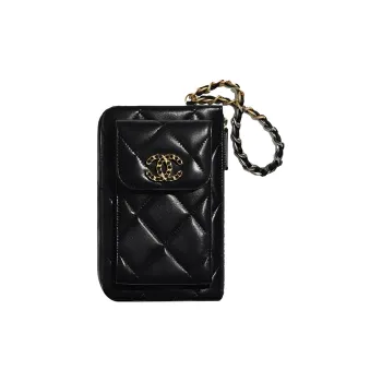 CHANEL 19Bag Lambskin Clutch Women's Black