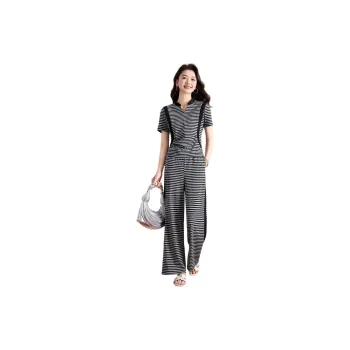 Mylan Casual Suits Women's Black Gray Stripes