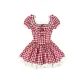 Red Plaid Short-Sleeved Dress