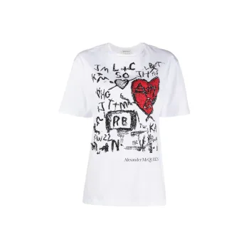 Alexander McQueen SS22 Drop Shoulder Sleeve T Shirt Women's White