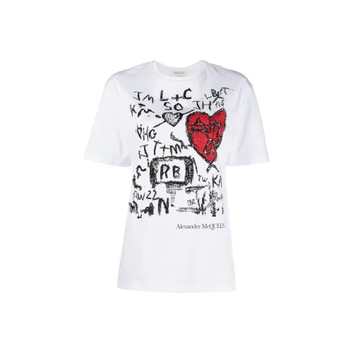 Alexander McQueen SS22 Drop Shoulder Sleeve T Shirt Women's White
