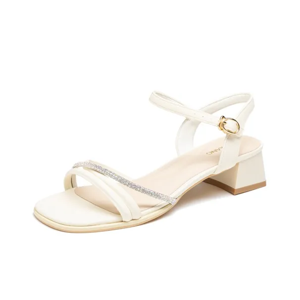 AOKANG One Strap Sandals Women's White-0