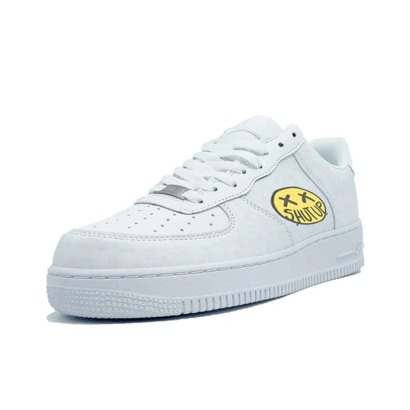 PAIN OR PLEASURE Low Top Skateboard Shoes Unisex Heather White-1