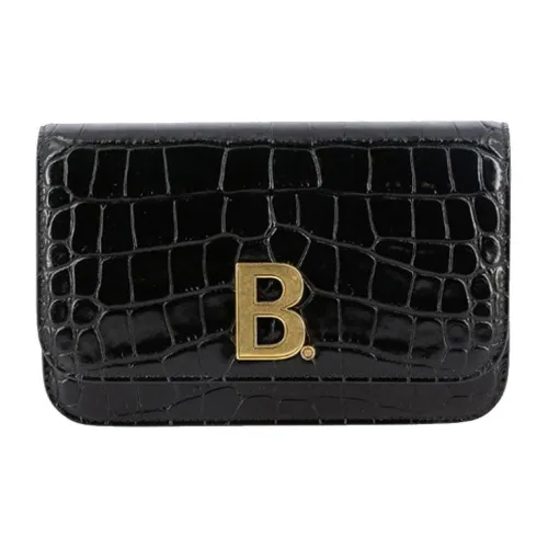 Balenciaga Cow Leather Wallet Crossbody Bag Women's Black