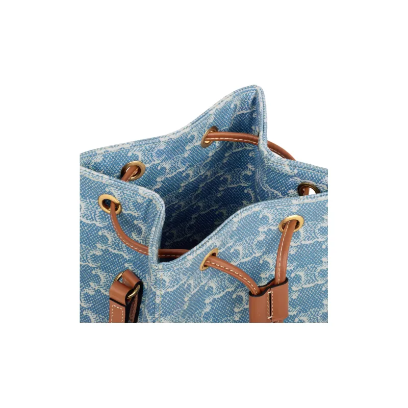 CELINE Fabric Bucket Bags Crossbody Bag, Shoulder Bag Mini Women's Blue-3