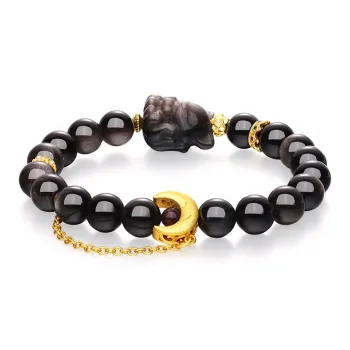 JINLIUFUJIXIANG Natural Obsidian Bracelets Unisex