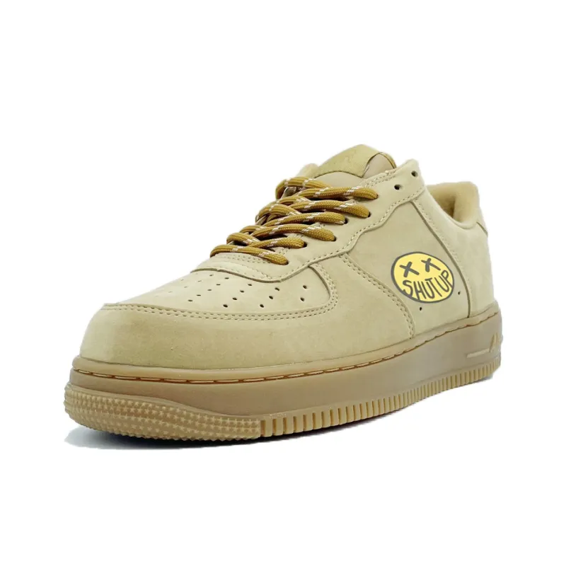PAIN OR PLEASURE Low Top Skateboard Shoes Unisex Wheat-4