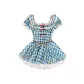 Blue Plaid Short-Sleeved Dress