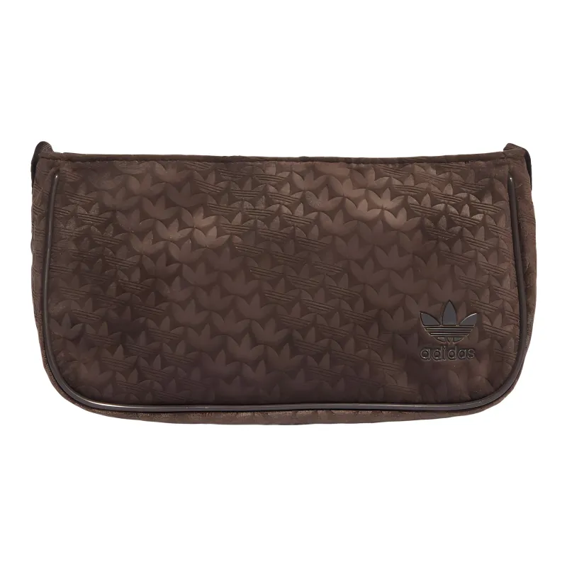 Adidas Recycled Polyester Velour One Shoulder Handbag Mini Women's Dark Brown-0