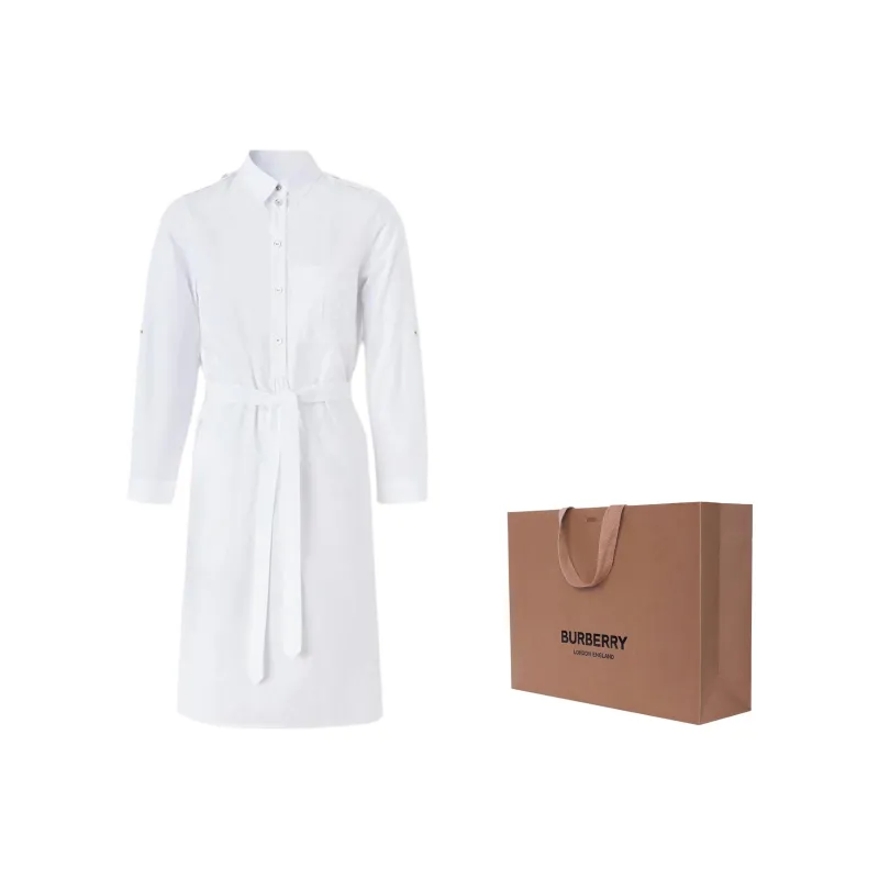 Burberry Short Sleeved Dress Women's White-7