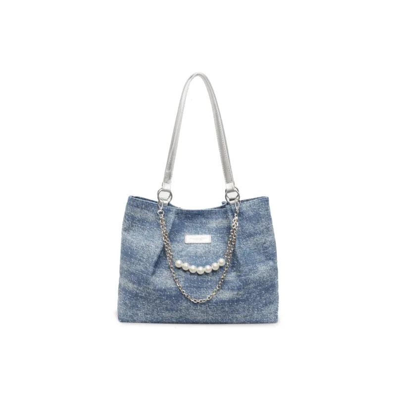 Bueno Oxford Shoulder Bag Women's Denim Blue, Sky Blue, Black, Royal Blue-0