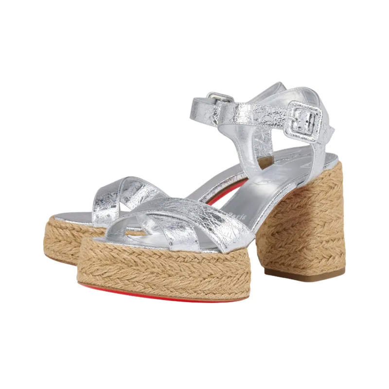CL LUBOTING One Strap Sandals 8.5cm Women's Silver-2
