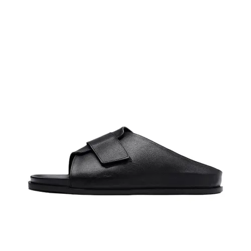 Brounvanm Rubber Sole Slip Resistant Quick Dry Slide Slippers Men's Black