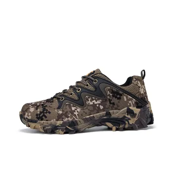 TELENT Coverage Slip Resistant Moisture Wicking Low Top Mountaineering & Hiking Shoes Men's Brown Camouflage