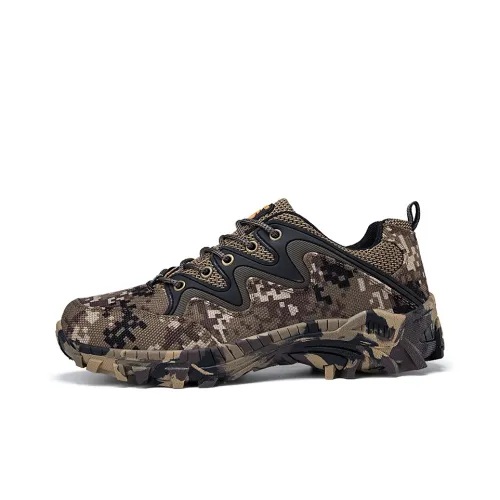 TELENT Coverage Slip Resistant Moisture Wicking Low Top Mountaineering & Hiking Shoes Men's Brown Camouflage