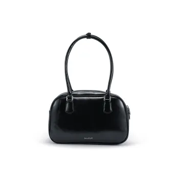 Soullight Split Cow Leather With Synthetic Leather Shoulder Bag Women's Black
