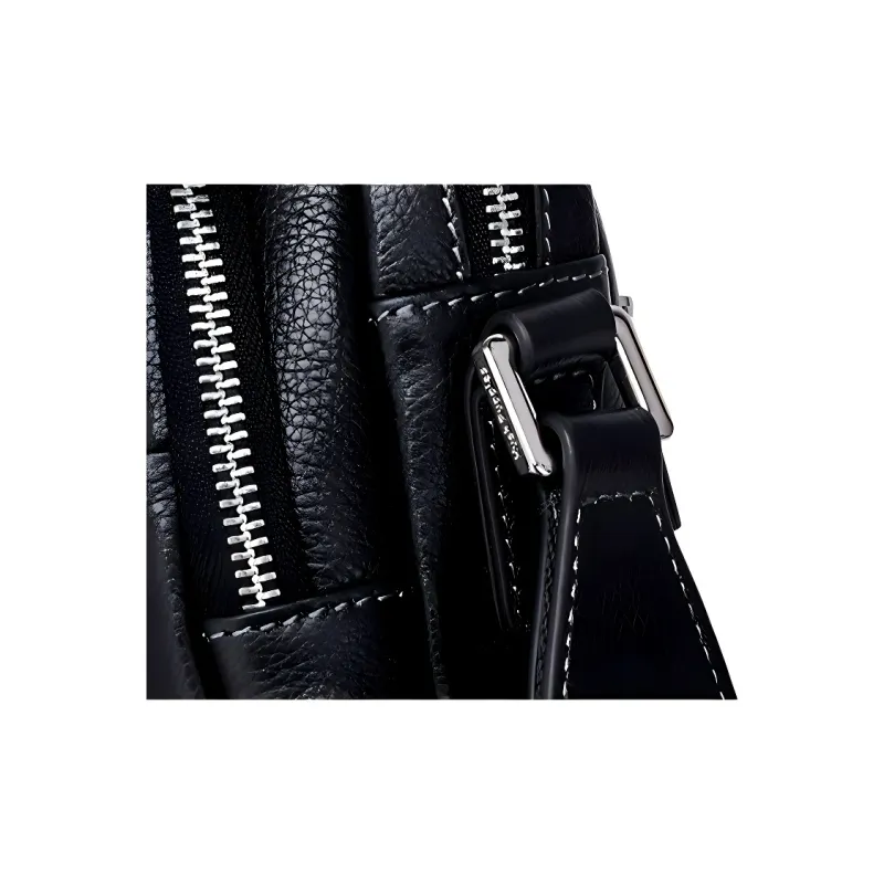 Hush Puppies Cow Leather Crossbody Bag, Shoulder Bag Men's Black-5