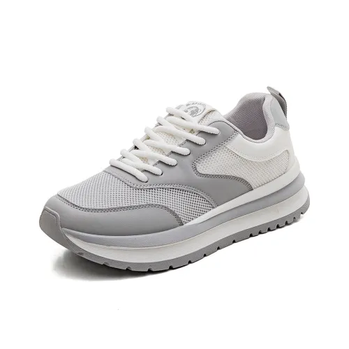 HUANQIU Balance Lightweight Height Increasing Low Top Casual Shoes Men's White Gray