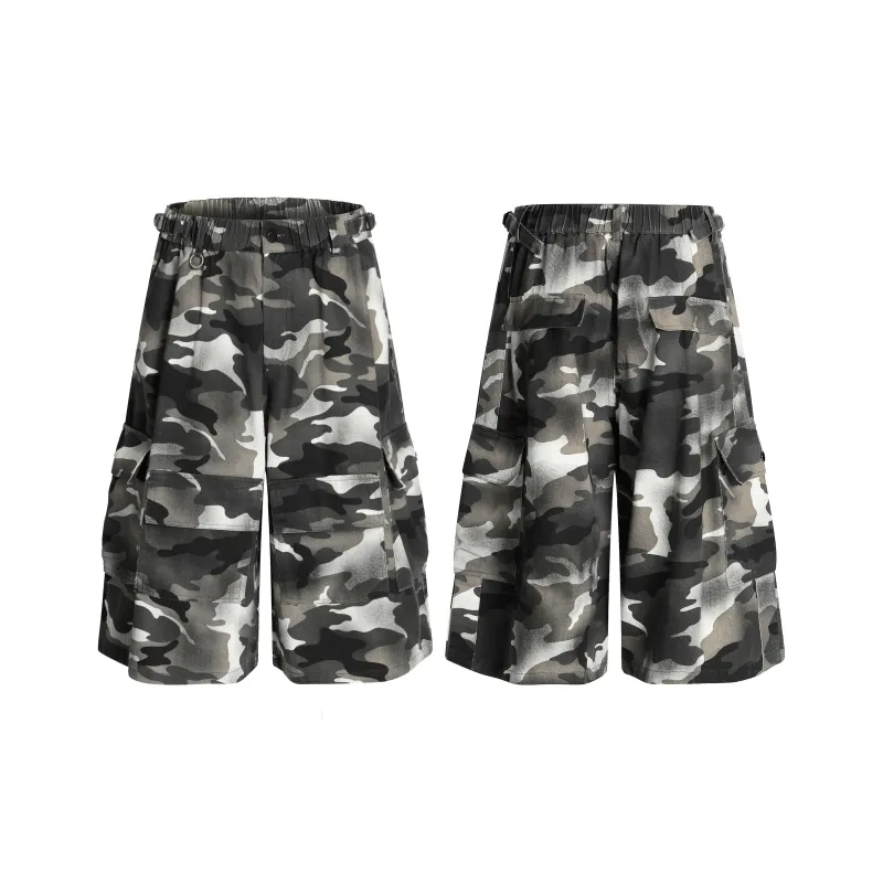 STRUCKCOOL Cargo Shorts Unisex Gray Camouflage-3