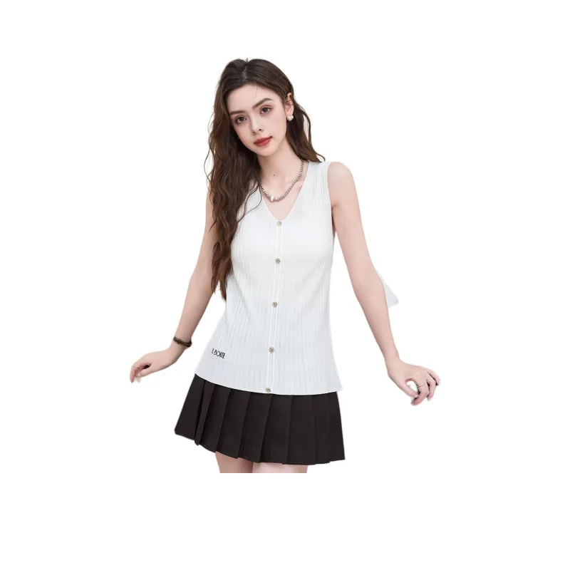 FAWENXIANGZI Tank Tops Women's White-0