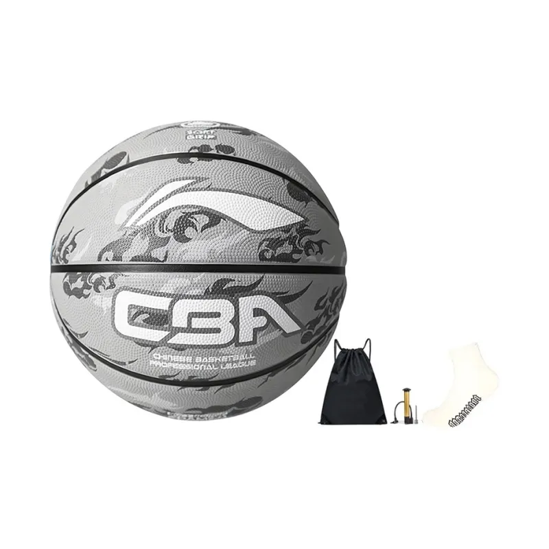 LiNing Rubber Basketball Gray Size 7 Ball Training Unisex-5