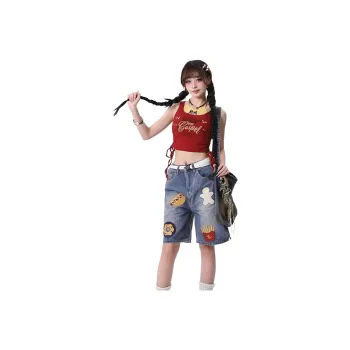 REXSHION Denim Shorts Unisex Dark Blue