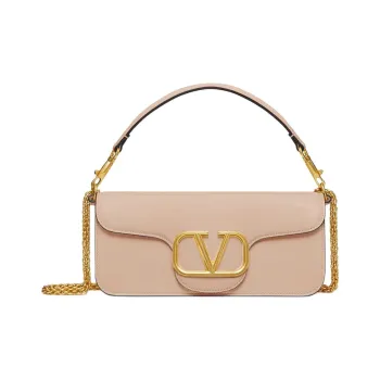 Valentino Buffalo Leather One Shoulder Handbag Women's Nude Pink