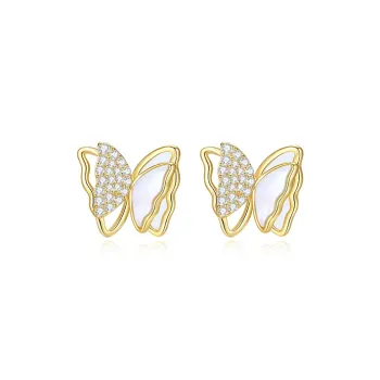 MAXTHINK S925 Silver Stud Earrings Women's Gold