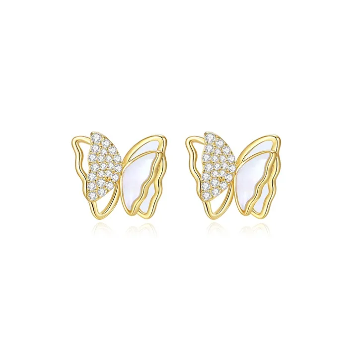 MAXTHINK S925 Silver Stud Earrings Women's Gold-0