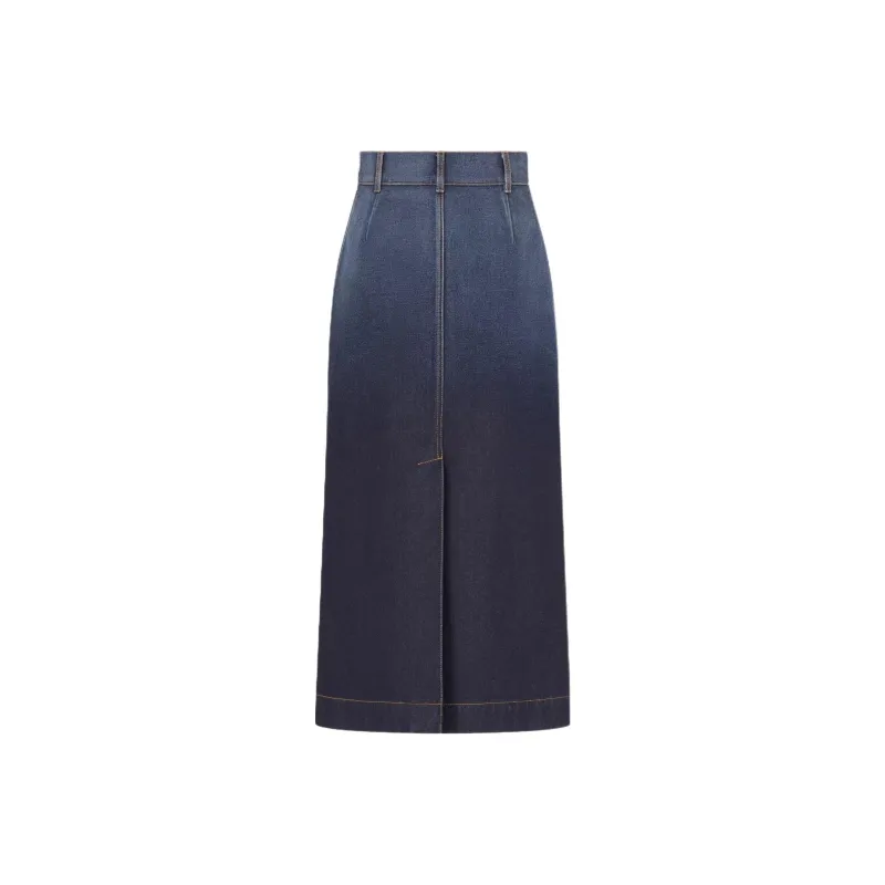 DIOR Denim Long Skirts Women's Blue-1