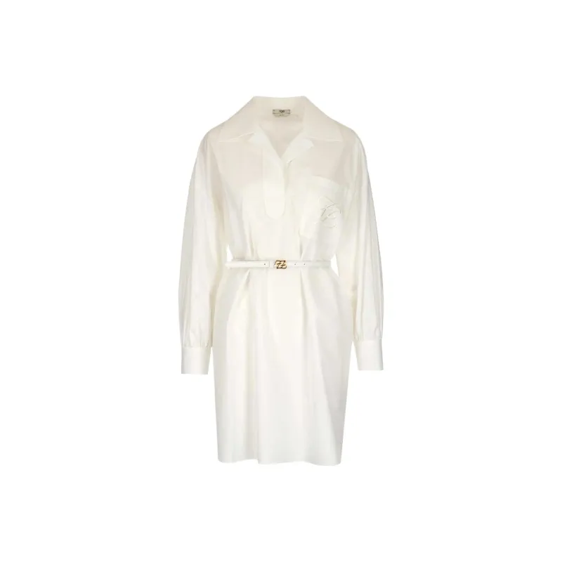 FENDI Long Sleeved Dress Women's White-0