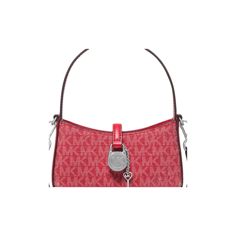MICHAEL KORS Lyra Canvas Shoulder Bag Crossbody Bag Handbag Extra Small Women's Red-4