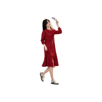 Mo Han Yi Mei Long Sleeved Dress Women's Red