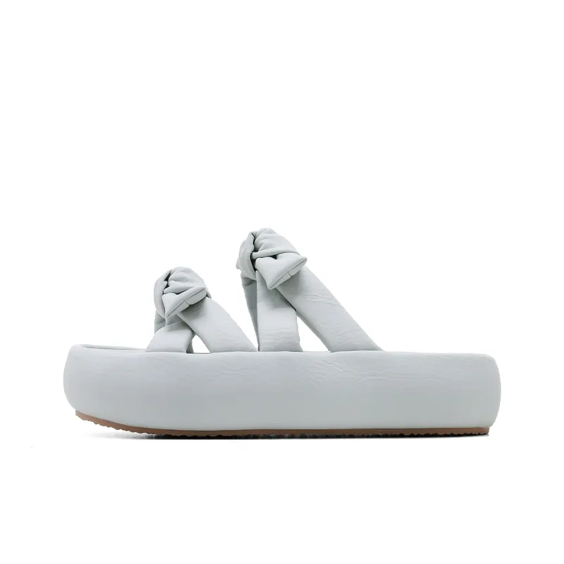 C°BANNER Rubber Sole Leather Patchwork Slide Slippers Women's-10