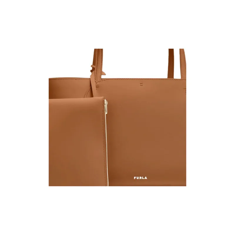 Furla Cow Leather Tote Bag, Shopping Bag, Handbag Medium Size Women's Brown-2