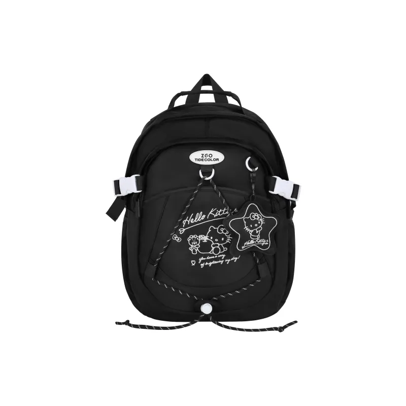 Zgo Sanrio Hello Kitty Collection, Sanrio Collaboration Hello Kitty Polyester Backpack Regular Women's Black-0