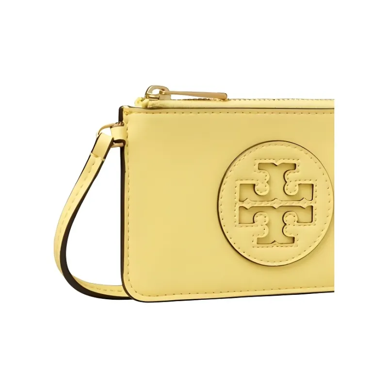 TORY BURCH Ella Leather Card Holder Women's Lemon-3